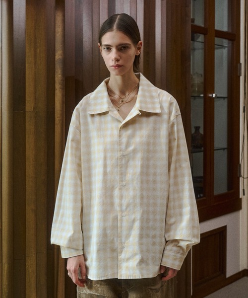 soerte シャツ Faded Plaid Open Collar Shirt / レトロチェック