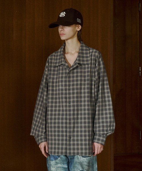 曹*様 soerte レトロチェックオープンカラーシャツ soerte シャツ Faded Plaid Open Collar Shirt / レトロチェック