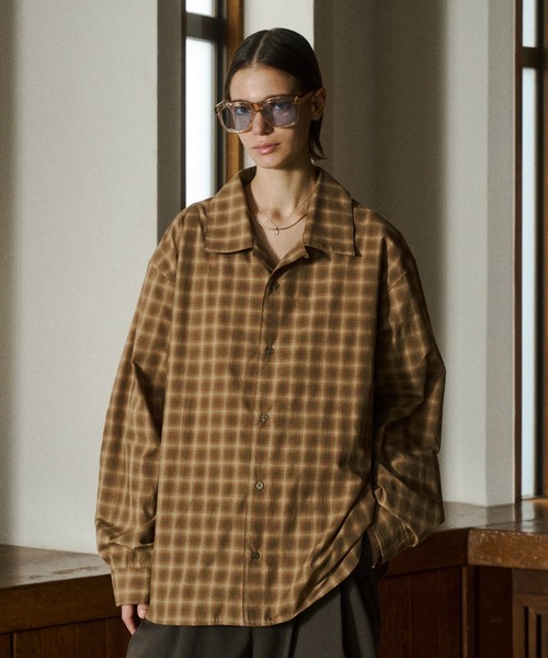 曹*様 soerte レトロチェックオープンカラーシャツ soerte シャツ Faded Plaid Open Collar Shirt / レトロチェック