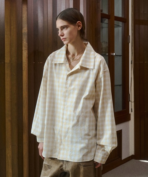 soerte シャツ Faded Plaid Open Collar Shirt / レトロチェック