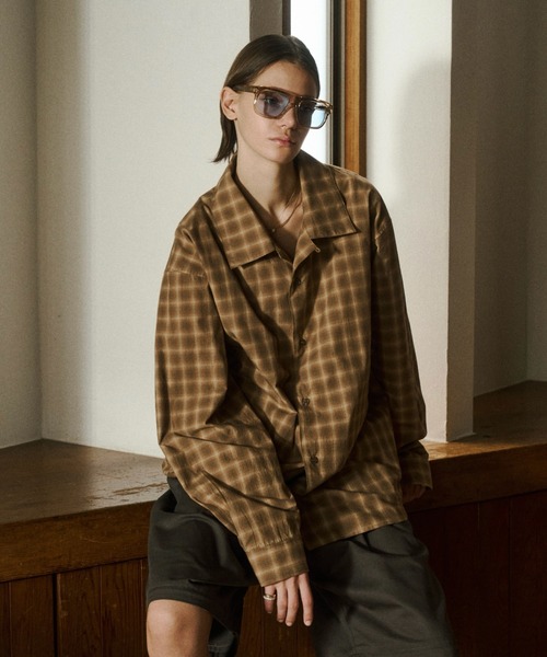 曹*様 soerte レトロチェックオープンカラーシャツ soerte シャツ Faded Plaid Open Collar Shirt / レトロチェック