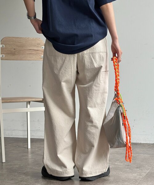 CPCM（シーピーシーエム） ワイドパンツ パンツ 綿麻ニータックパンツ