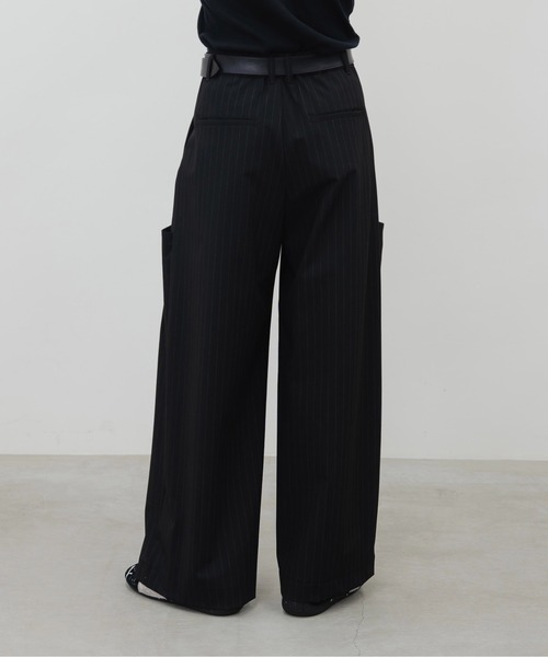 HONE スラックス volume tuck curve wide stripe slacks/ ボリューム