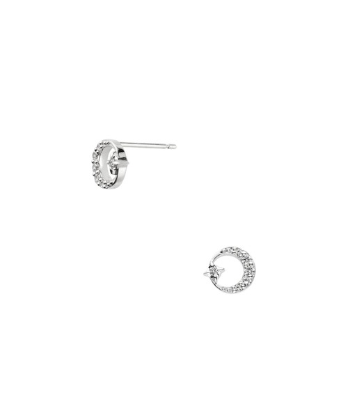 ピアス シルバー925 キュービックジルコニア 三日月ピアス レディースの画像