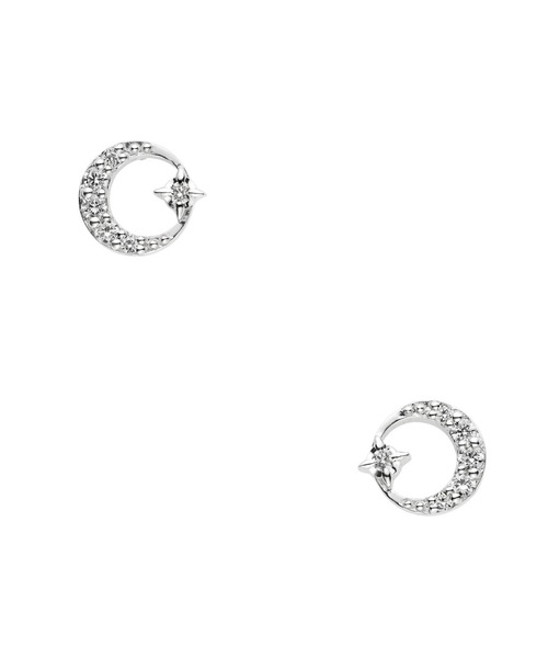 ピアス シルバー925 キュービックジルコニア 三日月ピアス レディースの画像