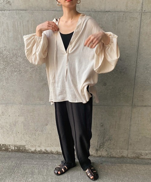 select MOCA by son ボリュームスリーブリネンスキッパーシャツ ボリュームスリーブリネンスキッパーシャツ【by SON】【SALE