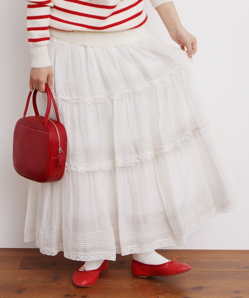 Dot＆Stripes CHILD WOMAN スカート 80ボイル ピンタック