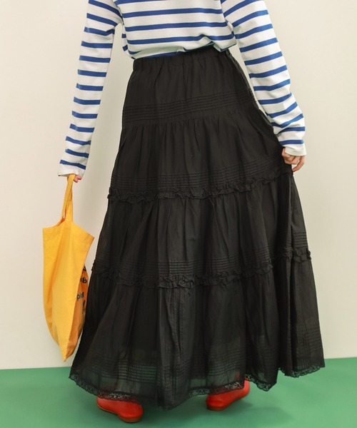 child woman ピンタック ティアードスカート Dot＆Stripes CHILD WOMAN（ドット＆ストライプス チャイルドウーマン