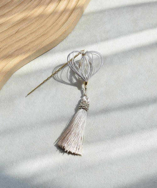 utatane 髪飾り 水引＆タッセルほおずきかんざし 日本製 レディース