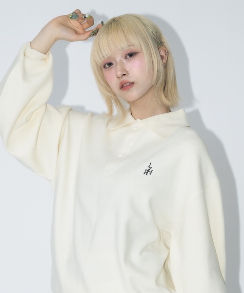 ニット セーター 「ユニセックス」ロゴ刺繍ニットポロシャツ レディース メンズ