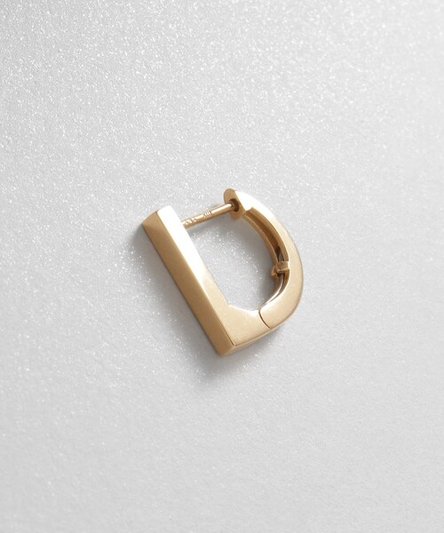 ピアス K10平打ちフープ ワンタッチピアス レディースの画像