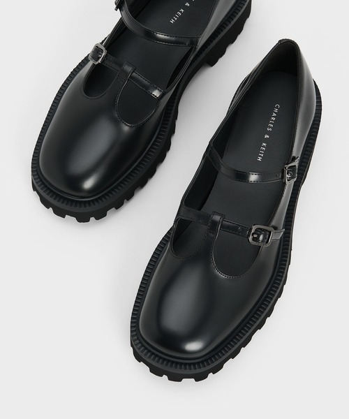 charles&Keith ダブルストラップ ティーバーチャンキーメリージェーン CHARLES ＆ KEITH パンプス ダブルストラップ ティーバーチャ