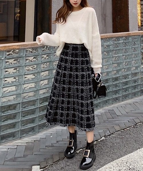 COCOMOMO スカート チェック柄フリンジスカート : ZOZOTOWN Yahoo!店