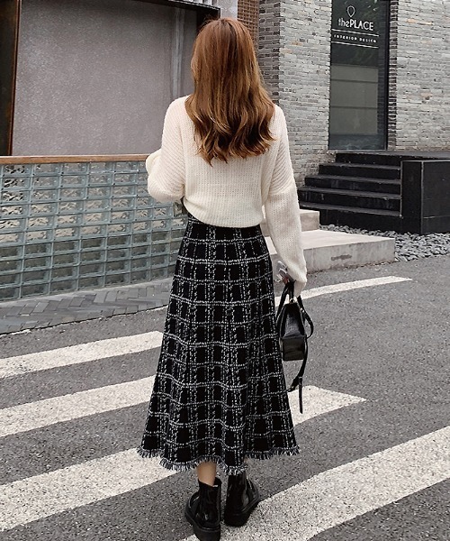 COCOMOMO スカート チェック柄フリンジスカート : ZOZOTOWN Yahoo!店