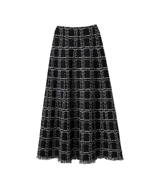 美品 Gabardine.KT チェック柄フリンジスカート コムサデモード