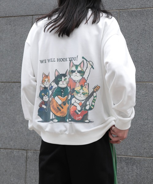 トレーナー スウェット HOOK -original- ワンポイント刺繍ネコ