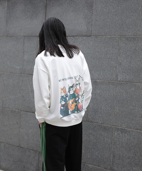 トレーナー スウェット HOOK -original- ワンポイント刺繍ネコイラスト