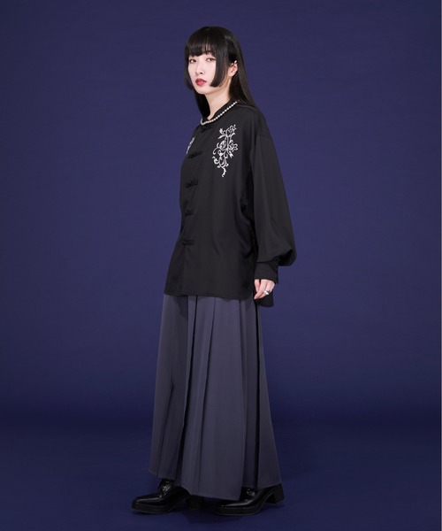 Ellno Loset（エルノロゼット） シャツ チャイナ刺繍シャツLS メンズ