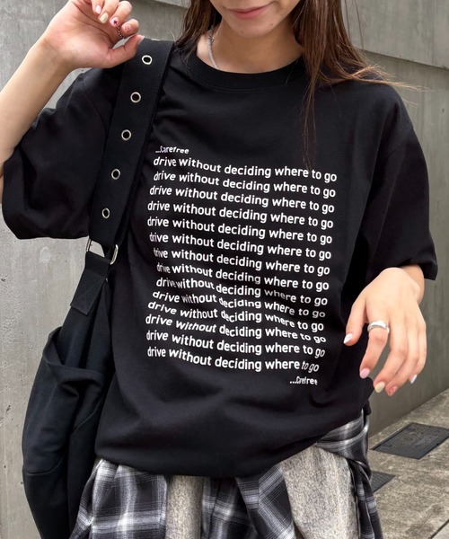 tシャツ メッセージプリント半袖Tシャツ レディース セール】配色ステッチ×フラワー/メッセージ プリント ラグラン