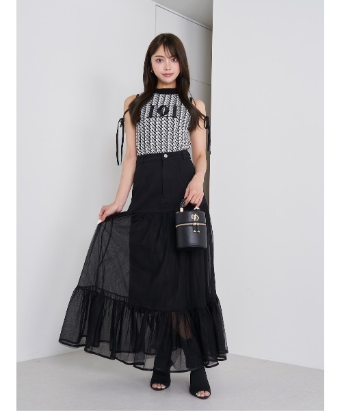 Darich スカート ツイルドッキングチュールロングスカート レディース 