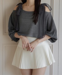 Ambre Neige tシャツ 2way mesh ribbon tops / 2wayメッシュ