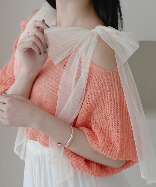 tシャツ SIDE RIBBON MESH TOP レディース SIDE RIBBON T-SHIRT - GATELESS | 60% - Asian Fashion Online