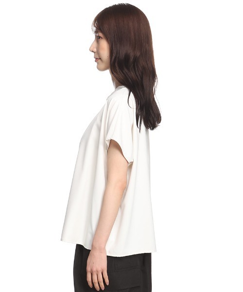AnNet ブラウス シャツ ストレッチ ゴールドバー付き タック