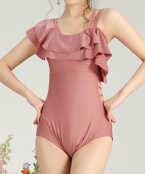 Lace Ladies 水着 「2点セット」 パレオ付き ラッフルフリル