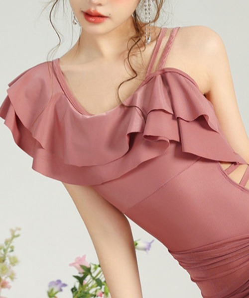 Lace Ladies 水着 「2点セット」 パレオ付き ラッフルフリル