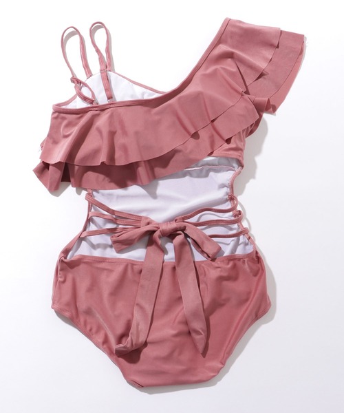 Lace Ladies 水着 「2点セット」 パレオ付き ラッフルフリル