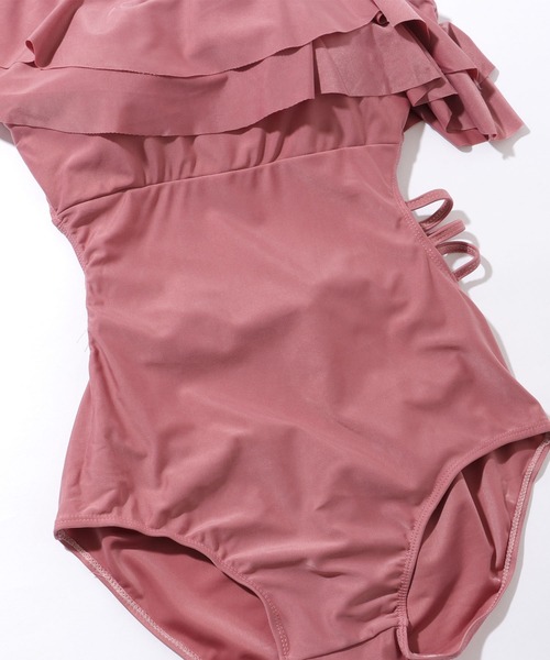 Lace Ladies 水着 「2点セット」 パレオ付き ラッフルフリル