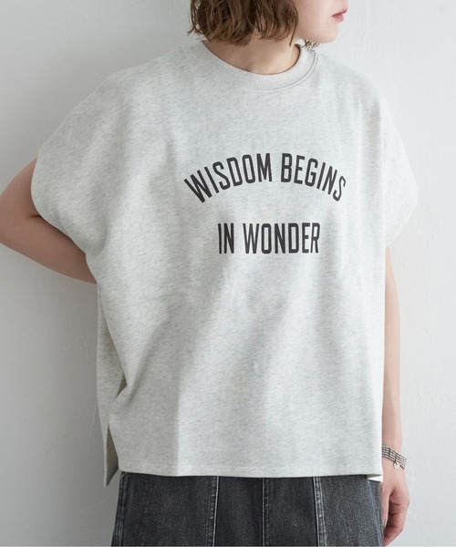 モノトーンプリントフレンチスリーブTシャツ　フレームワーク notch. tシャツ フレンチスリーブボックスTシャツ レディース