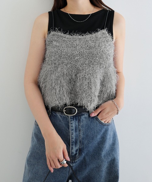 andme ニット セーター 「新色追加」ショート丈フェザーペプラム