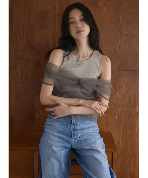COEL tシャツ チュールドッキングカットソー レディース