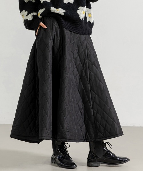 DAY CLOSET スカート レディース ふわっと広がるキルティングフレア