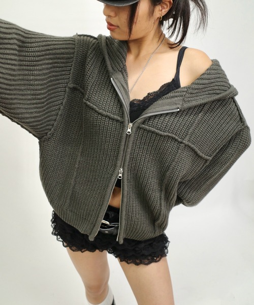 WHO'S WHO gallery パーカー ジップニットパーカー レディース WHO'S WHO gallery パーカー ジップニットパーカー レディース