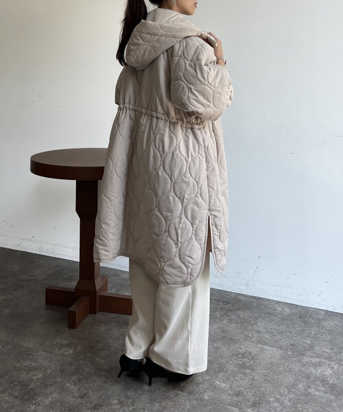 LORITTI　ラムレザー　キルティングコート　ウエストリボン付属　新品タグ付き セール】【M-StyleLuxe監修】【リボンクリップ付】キルティングリボン