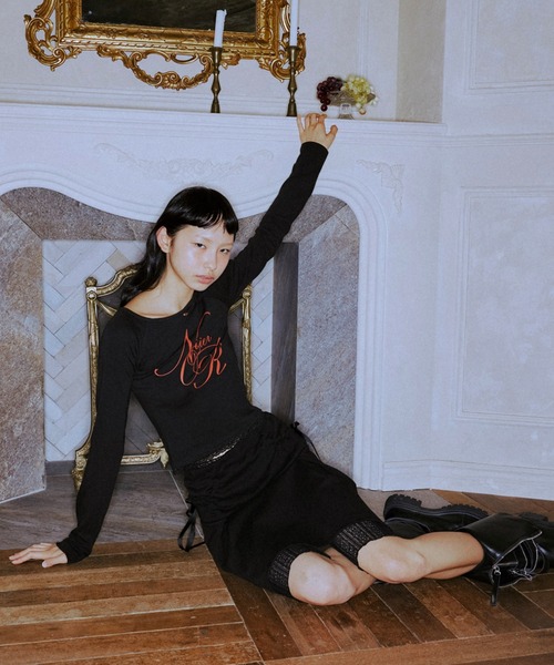 tシャツ A'GEM/9 × .kom 「NIIER NOR/ニア ノア」 LACE OFF SHOULDER L/S TEE/レースオフショルダー NIIER NOR tシャツ A'GEM/9 × .kom 「NIIER NOR/ニア ノア