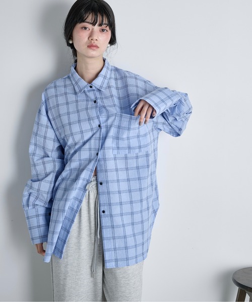 グラフチェックブラウス THE Yon ブラウス シャツ ビッグボウタイグラフチェックシャツ