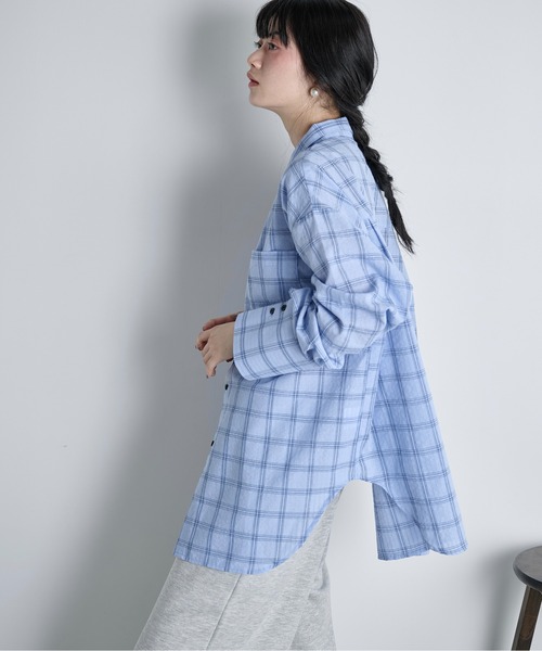 グラフチェックブラウス THE Yon ブラウス シャツ ビッグボウタイグラフチェックシャツ