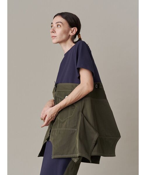 UN3D. 2025SS DENIM DETAIL DOCKING T-SH