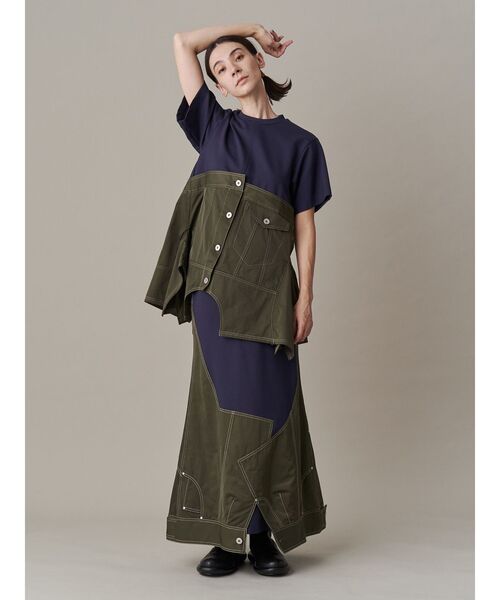 早い者勝ち 完売品【新品】UN3D デニムディテールドッキングTシャツ 36 UN3D. tシャツ DENIM DETAIL DOCKING T-SH「セットアップ着用