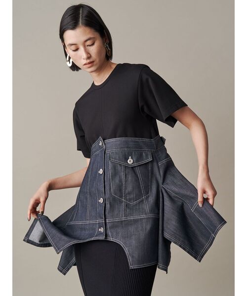 早い者勝ち 完売品【新品】UN3D デニムディテールドッキングTシャツ 36 UN3D. tシャツ DENIM DETAIL DOCKING T-SH「セットアップ着用