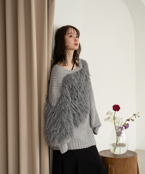 mideal（マイディール） ニット セーター back design asymmetry