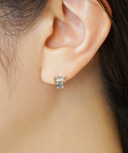 TAKE-UP（テイクアップ） ピアス K18・K10 グリーンクォーツ ブルー