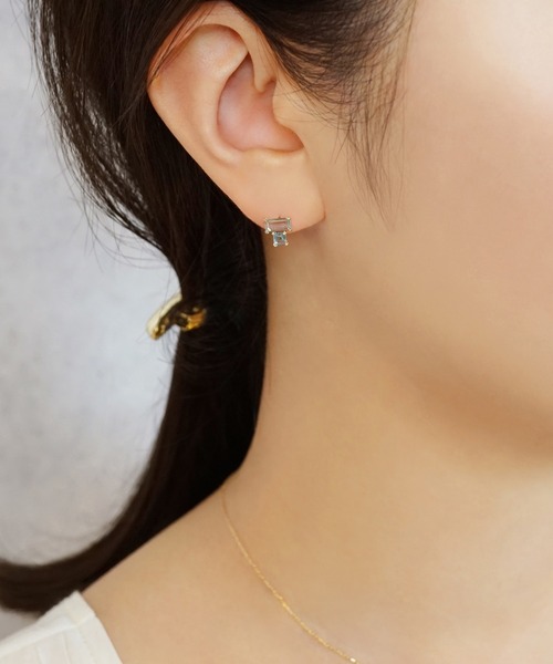 TAKE-UP（テイクアップ） ピアス K18・K10 グリーンクォーツ ブルー