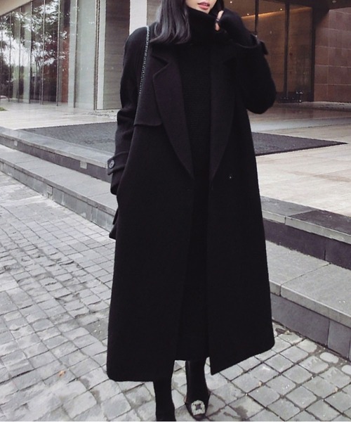 BLANC FICELLE チェスターコート M ブラック レディース : ZOZOTOWN