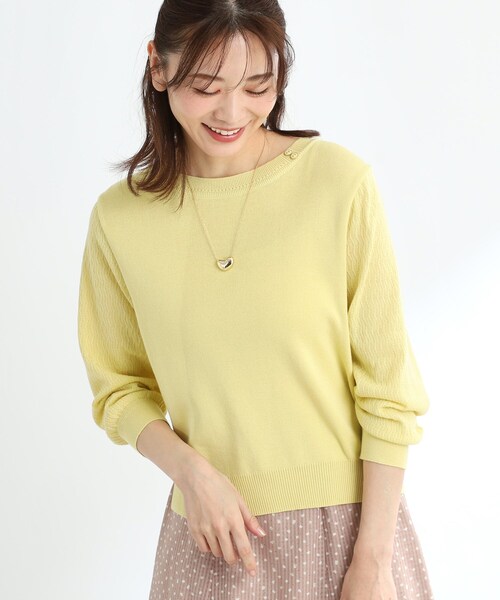 リフレクト　パールボタン付き綺麗色ニット　他3点 3色展開】ボタンニットノースリ | mystic(ミスティック