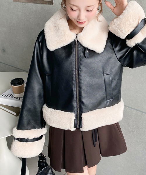 新品タグ付き nananamoe モヘア ムートン コート 完売品 moment+ ムートンコート ボアコート フェイクレザー×フェイクファー