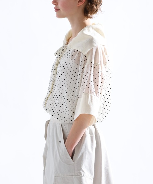 【定価1.5万】ケレン Kelen *Big Collar blouse Yalen セーラーカラーブラウス*Mシャツトップス長袖(m1-2502-107)【80C52】 Kelen 【定価1.5万】ケレン *Big Collar blouse Yalen セーラー